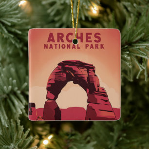 Arches National Park Minimalistic Illustration Julgransprydnad Keramik