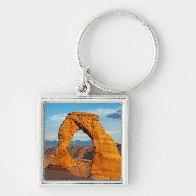 Arches National Park MOAB Utah Fyrkantig Silverfärgad Nyckelring (Framsidan)