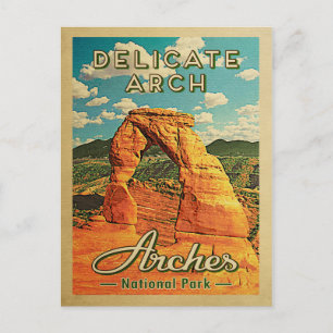 Arches National Park Postcard Retro Delicate Arch Vykort