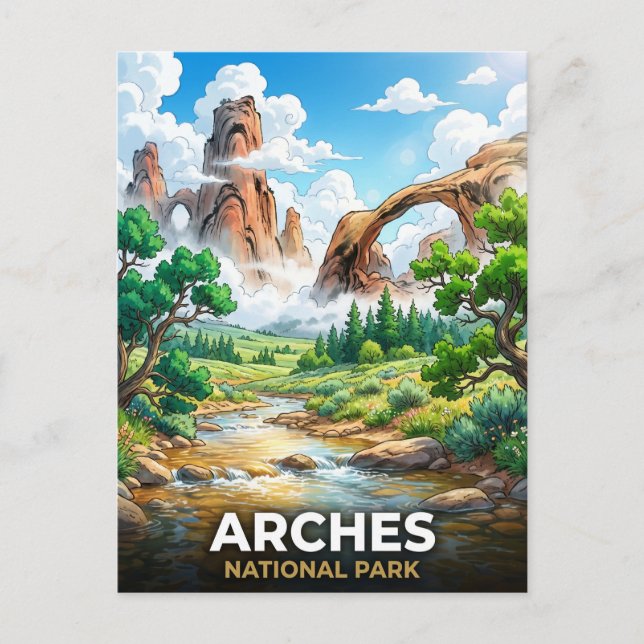 Arches National Park Resa Utah Ökenlandskap Vykort (Framsida)