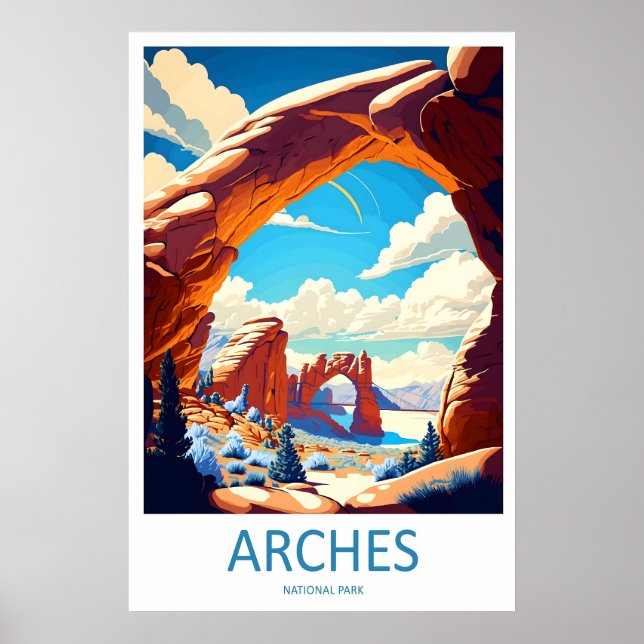 Arches National Park Reseskylt Väggkonst Arches (Framsidan)