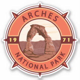 Arches National Park Retro Compass Emblem Klistermärken