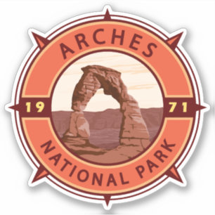 Arches National Park Retro Compass Emblem Klistermärken