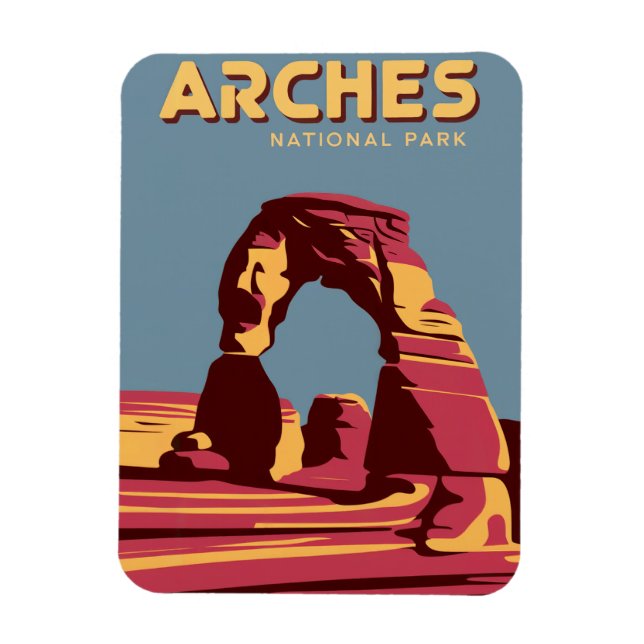Arches National Park Retro Travel Art Magnet (Vertikal)