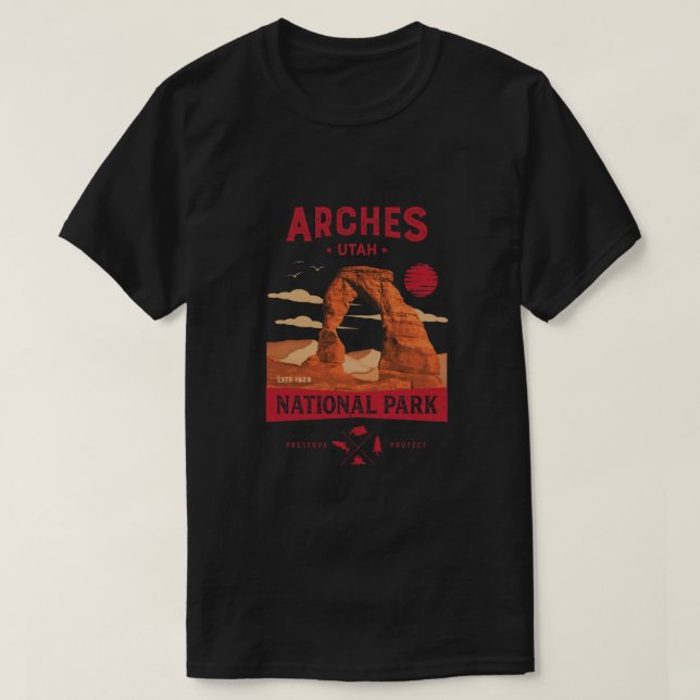 Arches National Park T Shirt Delicate Arch Vintage (Design framsida)