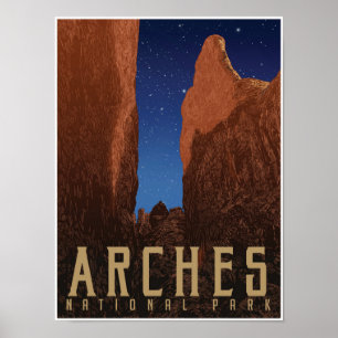 Arches National Park Travel Poster. Starscape Poster