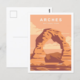 Arches National Park USA Travel Ställe Illustratio Vykort