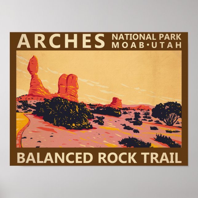 Arches National Park Utah Balanced Rock Trail  Poster (Framsidan)