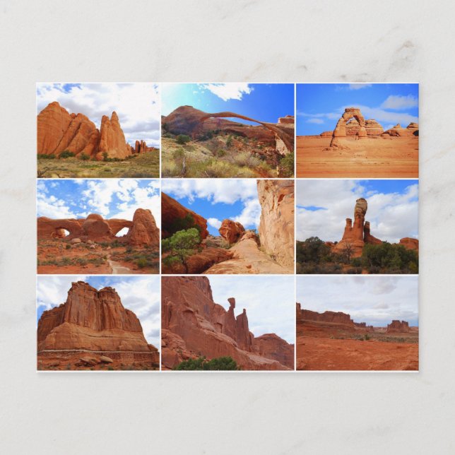 Arches National Park, Utah, Collage, Postcard Vykort (Framsida)