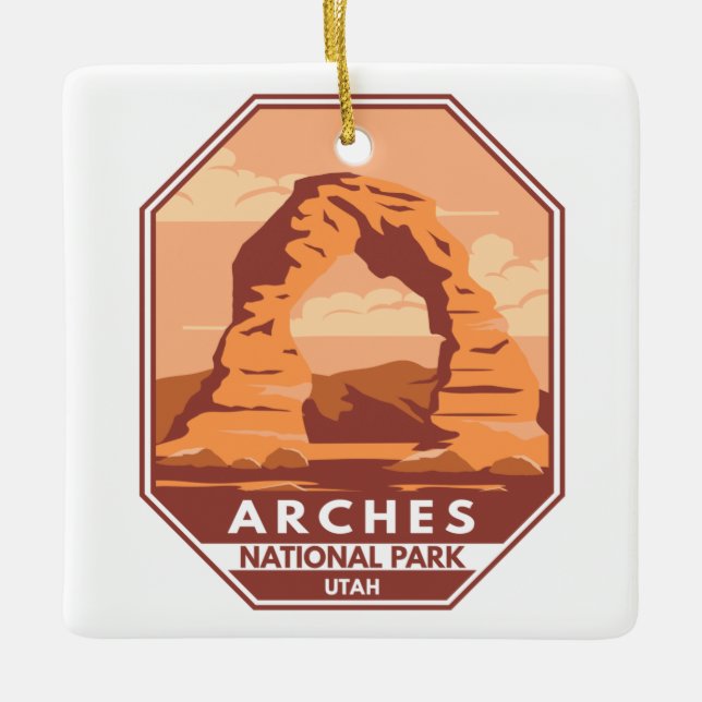 Arches National Park Utah Delicate Arch Art Retro Julgransprydnad Keramik (Framsida)