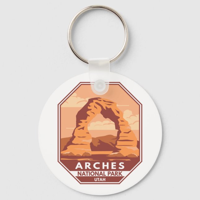 Arches National Park Utah Delicate Arch Art Retro Nyckelring (Framsida)