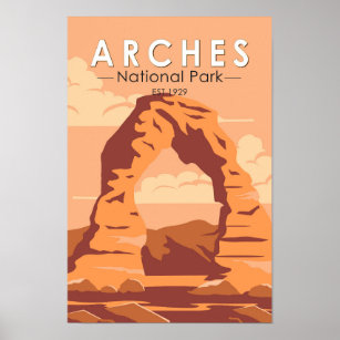 Arches National Park Utah Delicate Arch Art Retro Poster