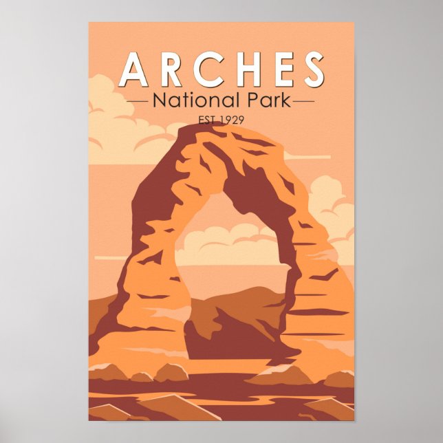 Arches National Park Utah Delicate Arch Art Retro Poster (Framsidan)