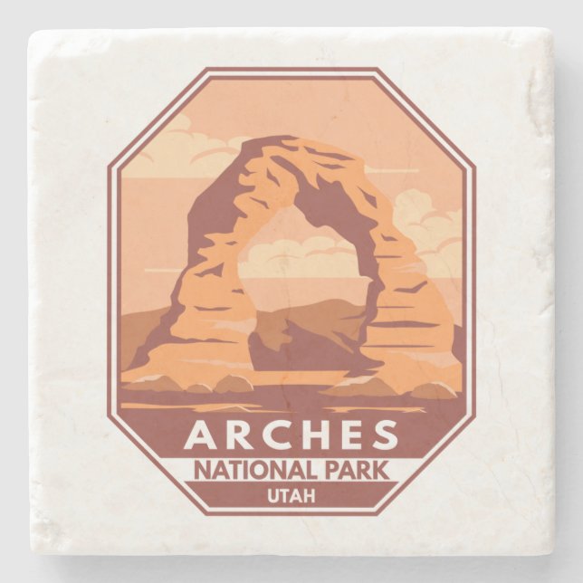 Arches National Park Utah Delicate Arch Art Retro Stenunderlägg (Framsidan)