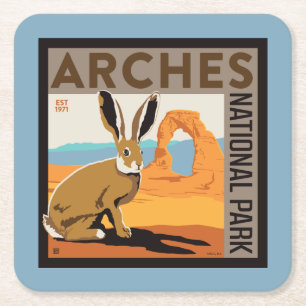 Arches National Park, Utah Jackkanin Underlägg Papper Kvadrat