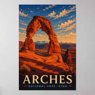 Arches National Park Utah Modern Träsnitt Resa Poster