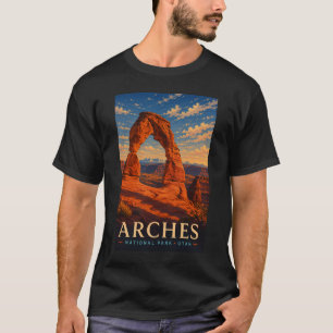 Arches National Park Utah Modern Träsnitt Resa T Shirt