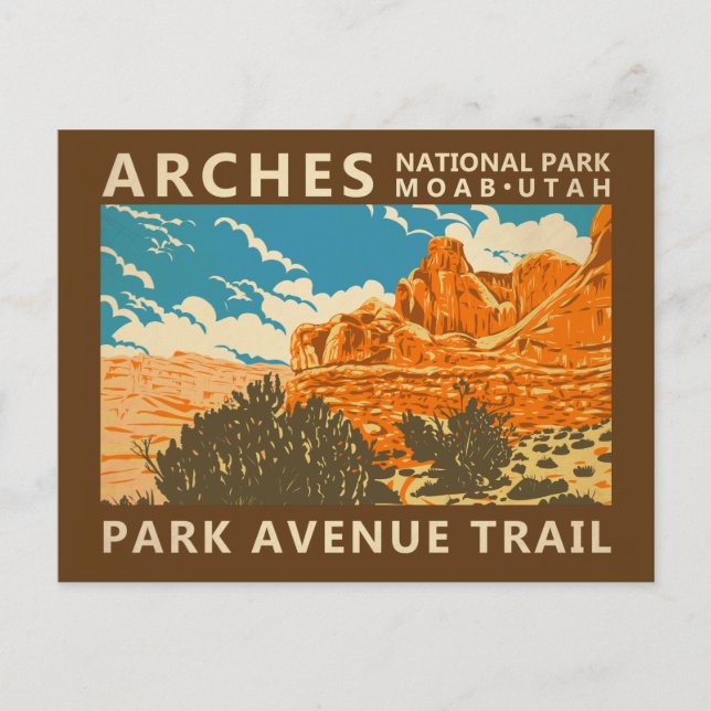 Arches National Park Utah Park Avenue Trail 3 Vykort (Framsida)