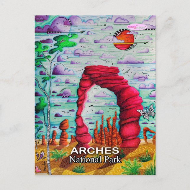 Arches National Park Utah Reseskick Konst Vykort (Framsida)