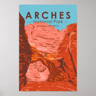 Arches National Park Utah Sand Dune Arch Vintage Poster