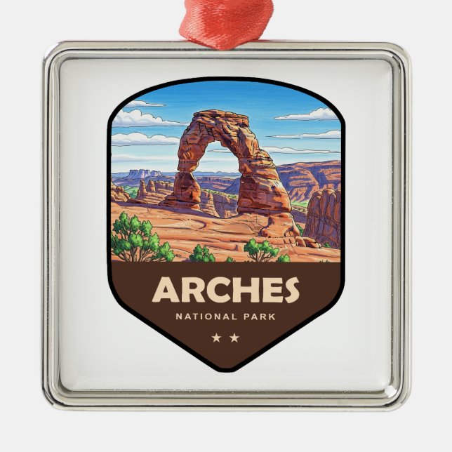 Arches National Park Utah Shield Julgransprydnad Metall (Framsidan)