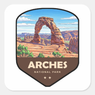 Arches National Park Utah Sköld Fyrkantigt Klistermärke