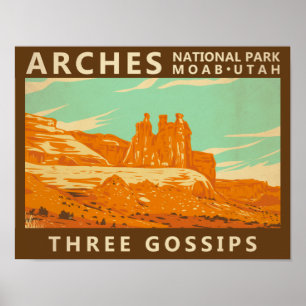 Arches National Park Utah Three Gossips Vintage Poster