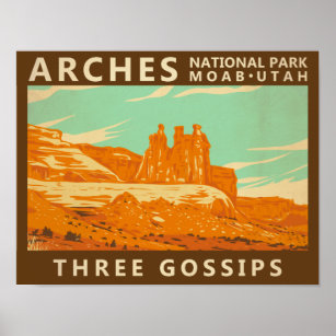 Arches National Park Utah Three Gossips Vintage Poster