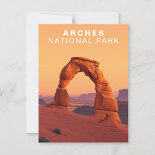 Arches National Park Utah Travel Retro Art Vykort