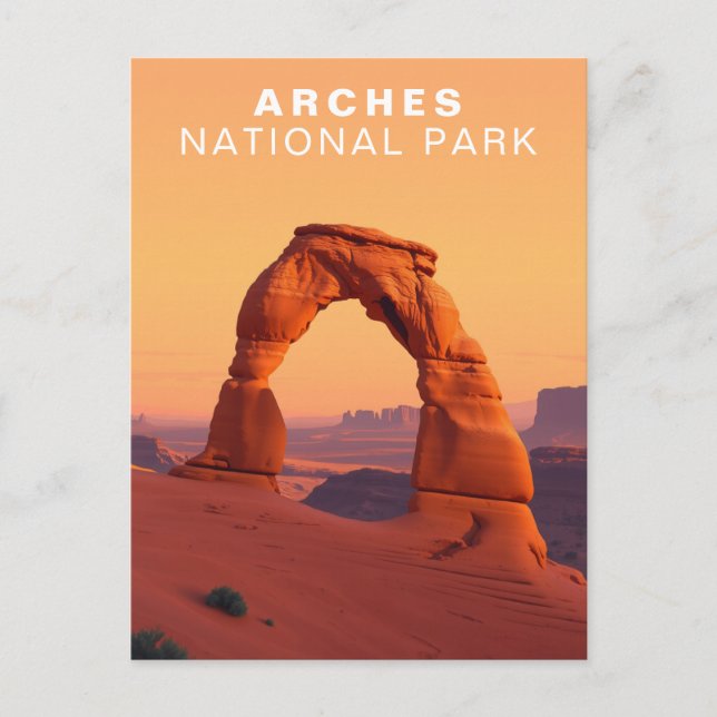 Arches National Park Utah Travel Retro Art Vykort (Framsida)