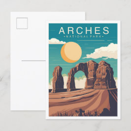 Arches National Park Utah USA Travel Illustration Vykort