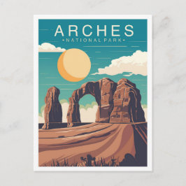 Arches National Park Utah USA Travel Illustration Vykort