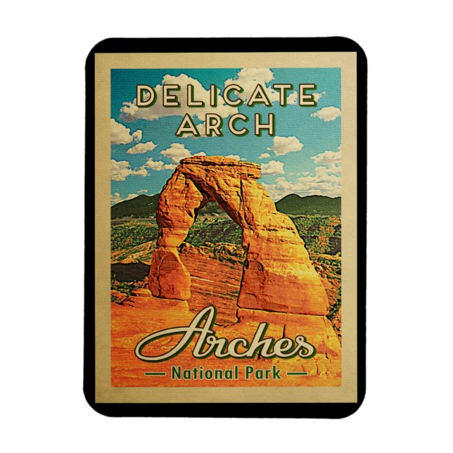 Arches National Park - Vintage Delikat Arch Magnet (Vertikal)