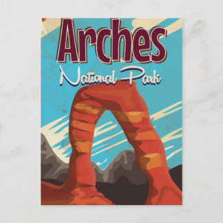 Arches National Park Vintage Semestermärke Plakat Helg Vykort