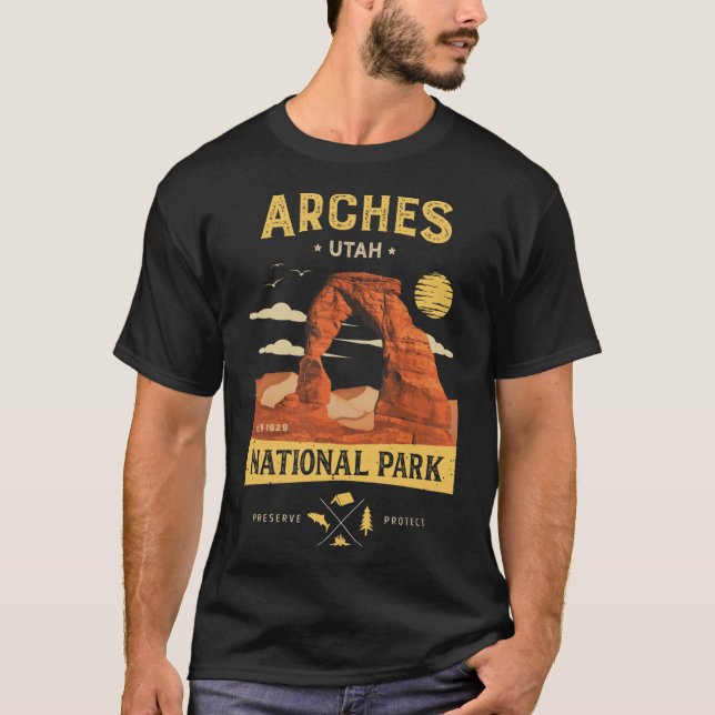Arches National Park Vintage Utah T Shirt Essentia (Framsida)