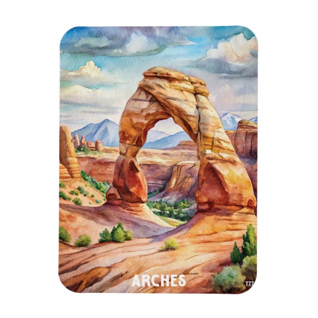 Arches National Park Watercolor Painting Magnet (Vertikal)