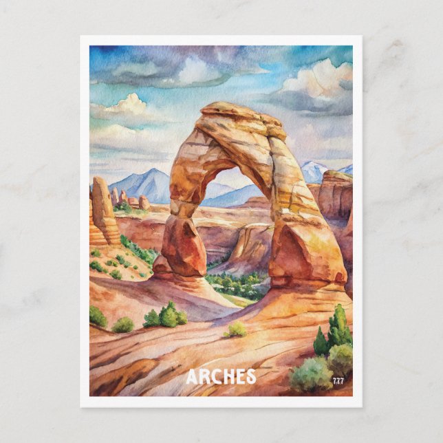 Arches National Park Watercolor Painting Vykort (Framsida)