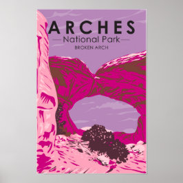 Arches nationalpark Utah Broken Arch Vintage Poster
