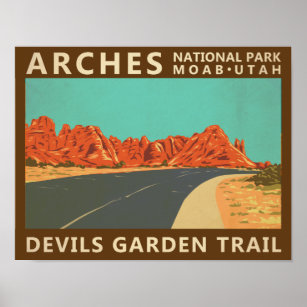 Arches nationalpark Utah Djävulen Garden Trail Poster