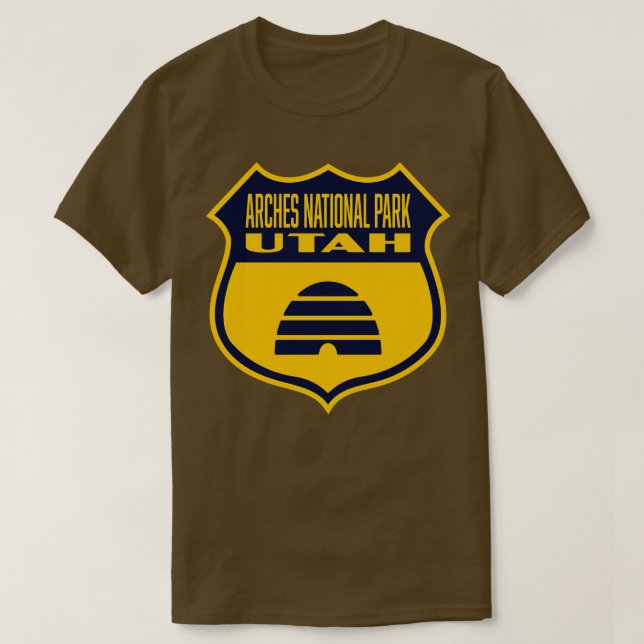 Arches nationalpark Utah Retro Flagga Shield Blue T Shirt (Design framsida)