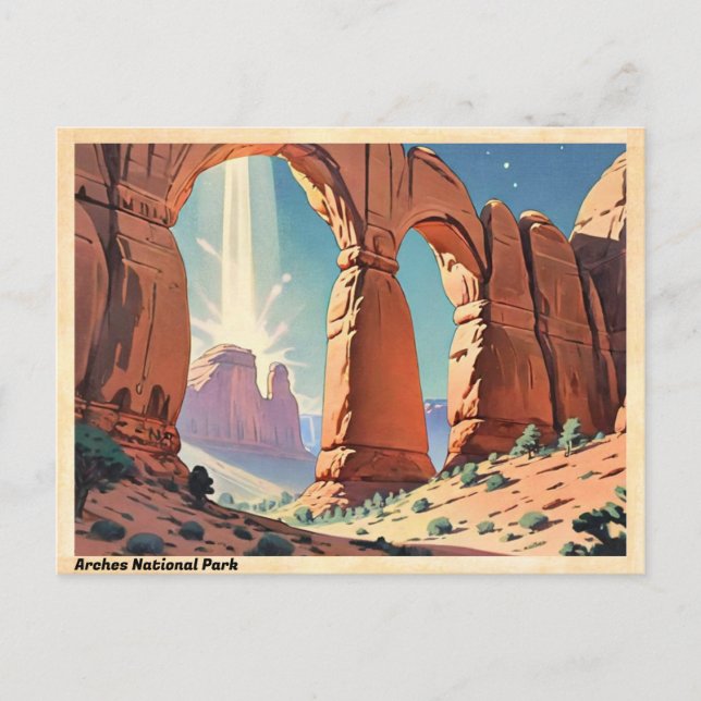 Arches nationalpark Utah Vintage resor Vykort (Framsida)