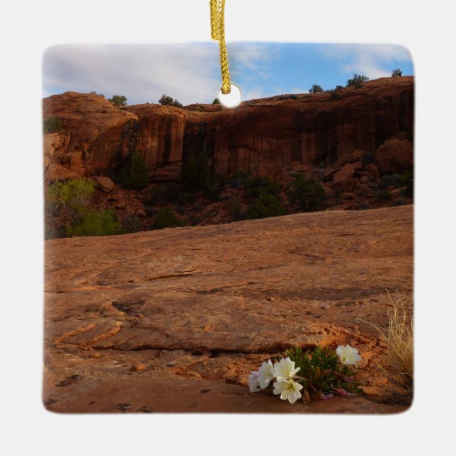 Arches Slickrock och Evening Primrose Landskap Julgransprydnad Keramik (Framsida)