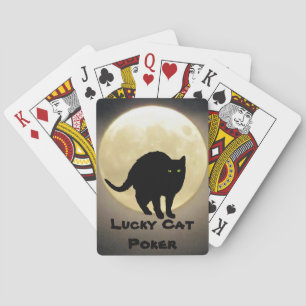 Arching Black Cat och Måne Lucky Cat Poker Kortlek