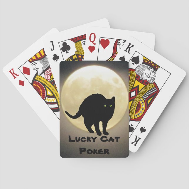 Arching Black Cat och Måne Lucky Cat Poker Kortlek (Baksidan)