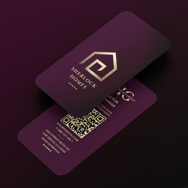 Architect Developer Luxury Lila Guld House Visitkort (Architecture Realtor Luxury Purple Gold House Business Card
)
