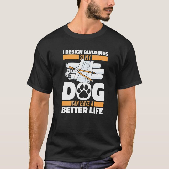 Architect Dog Civil Engineer  House Buildings Draf T Shirt (Framsida)
