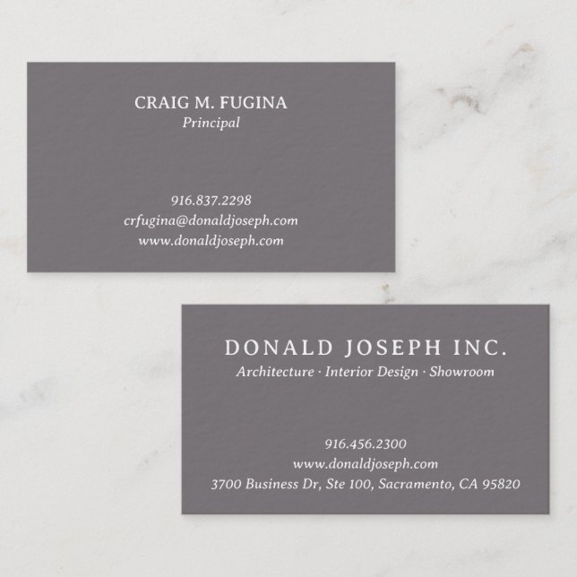 Architect Firm Business Card in Fossil Gray Visitkort (Fram/baksida)