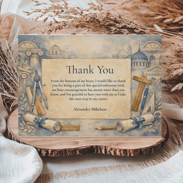 Architect Graduation Blueprint Design Tack Kort (Skapare uppladdad)