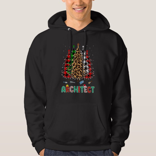 Architect Leopard Red White Green Plaid Christmas  Hoodie (Framsida)