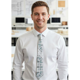Architectural Blueprint Pattern Men's Neck Tie Slips